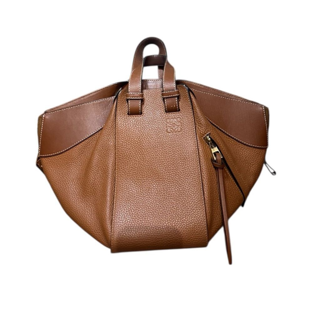 LOEWE 2 Tone Brown Pebbled Leather 2way Convertible Hammock Bag Auth Mini